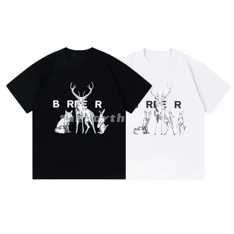 Luxe Modemerk Heren T-shirt Animal Story Brief Print Ronde Hals Korte Mouw Zomer Losse T-Shirt Top Zwart Wit