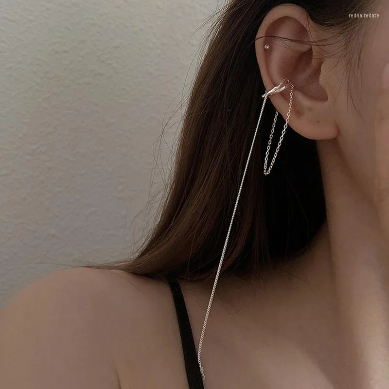 Pendientes traseros 1 Uds Tasse cadena larga Clips de oreja cruzada sin Piercing para mujer Clip de puño joyería para fiesta y boda regalos Eh423