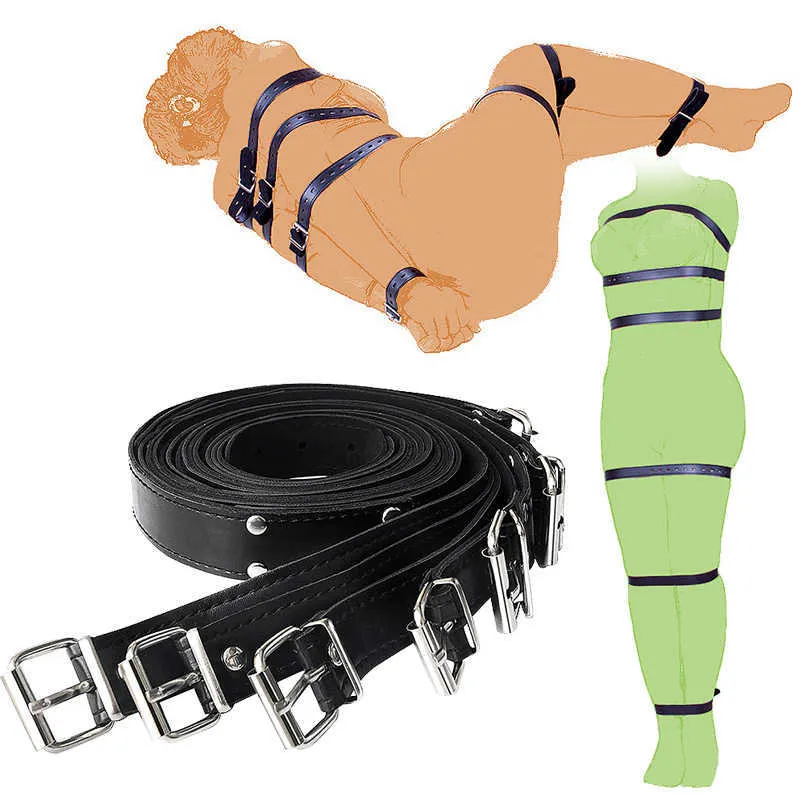 Sexy Women Leather Fetish Restraints SM Bondage Belt Adjustable 7PCS/Set Harness Strap Rope Adult Sex Toys For Couples