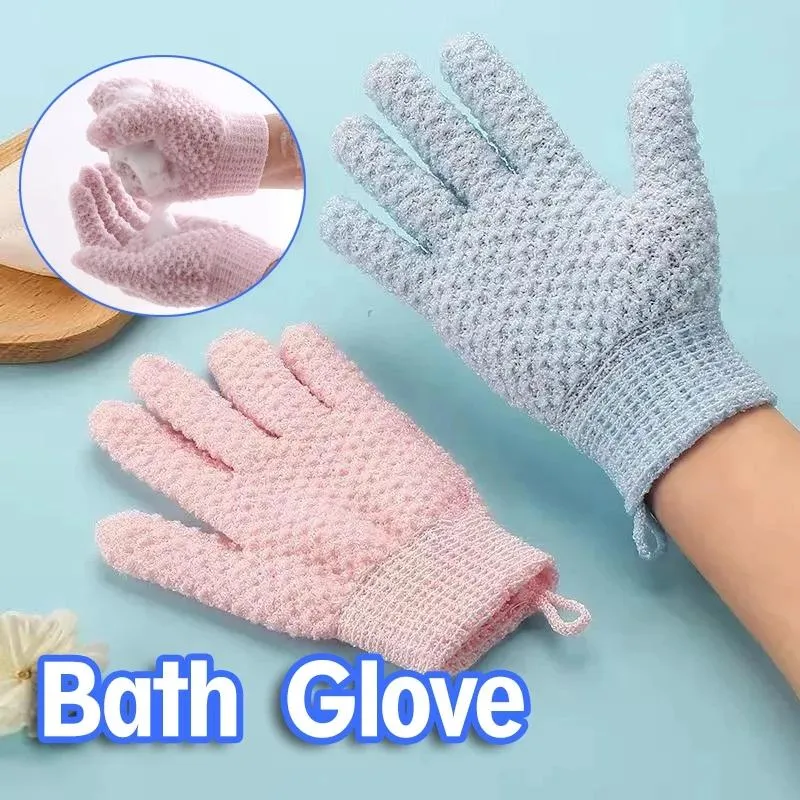 Gant de bain à cinq doigts pour le nettoyage des deux côtés Brosses de douche Gants de massage Brosse de nettoyage SPA Mousse Accessoires de salle de bain RRA899