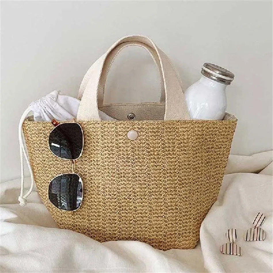 Hirigin 2021 Fashion Summer Women Bag Straw Handbag Casual Tote Boho Beach Holiday Bags Shoulder Bags267v