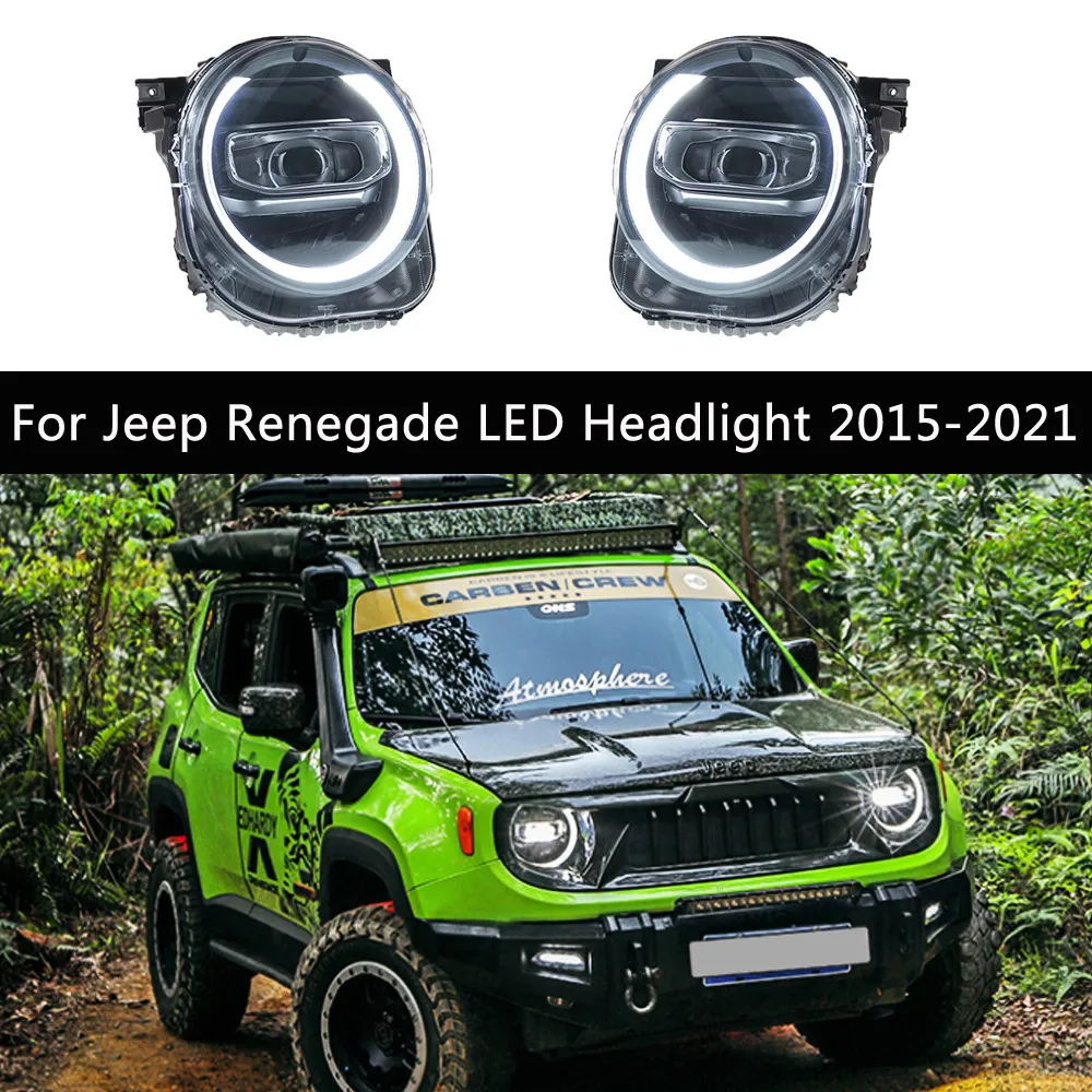 Auto LED Scheinwerfer Montage Dynamische Streamer Blinker Anzeige Kopf Lampe Für Jeep Renegade LED Scheinwerfer DRL Beleuchtung Zubehör