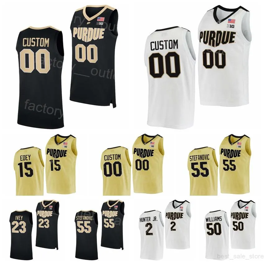 CUSTOM Ncaa College Purdue Boilermakers Basketball 23 Jaden Ivey Jersey 15 Zach Edey 50 Trevion Williams 55 Sasha Stefanovic 0 Mason Gillis