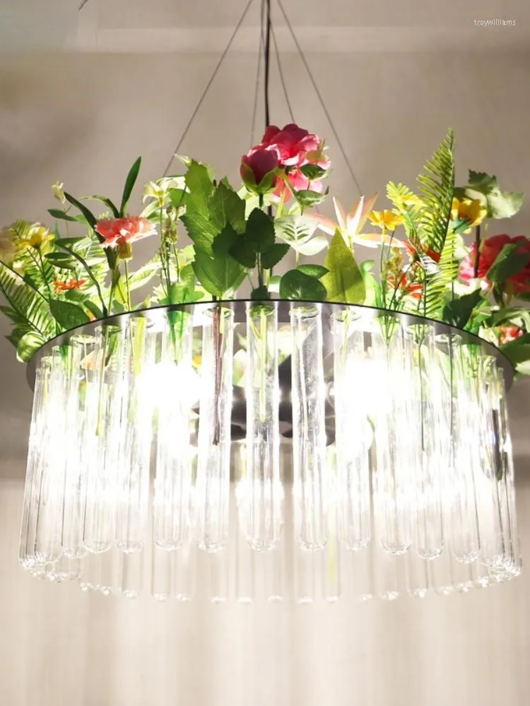 Pendant Lamps Plant Chandelier Special Dining Bar Restaurant Pot Fresh Greenery Floral Decorative Lamp