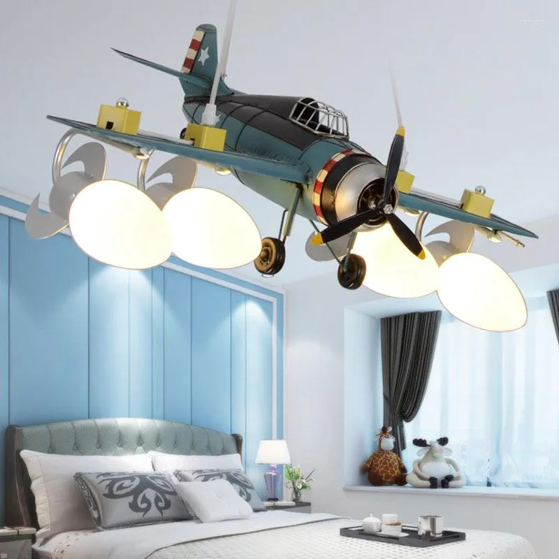 Hänglampor moderna flygplansljus kreativa led barn rum hängande personlighet amerikansk nordisk pojke sovrum ljusarmaturer