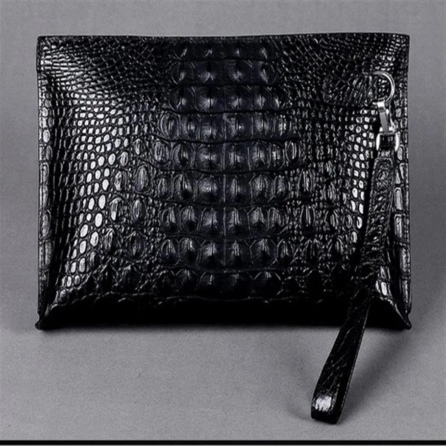 Men clutch bags genuine crocodile leather soft sturdy Men small business Clutch bags 29cm wide super large volume231Q