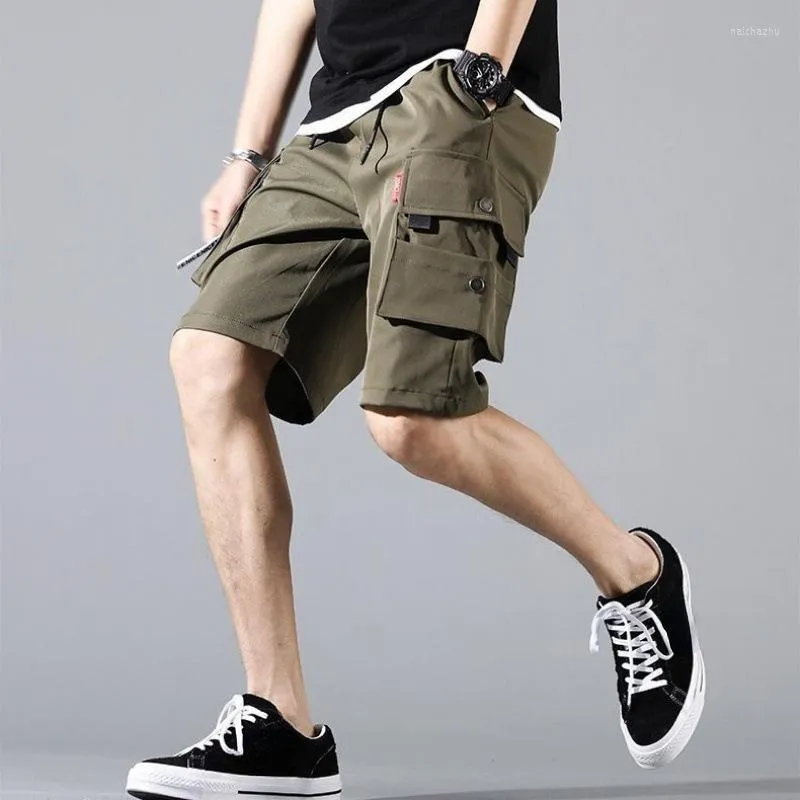 Mäns shorts 2023 Mäns militärlast Solid Multi Pocket Casual Fitness Loose Work Pants Summer Male Tactical Jogge