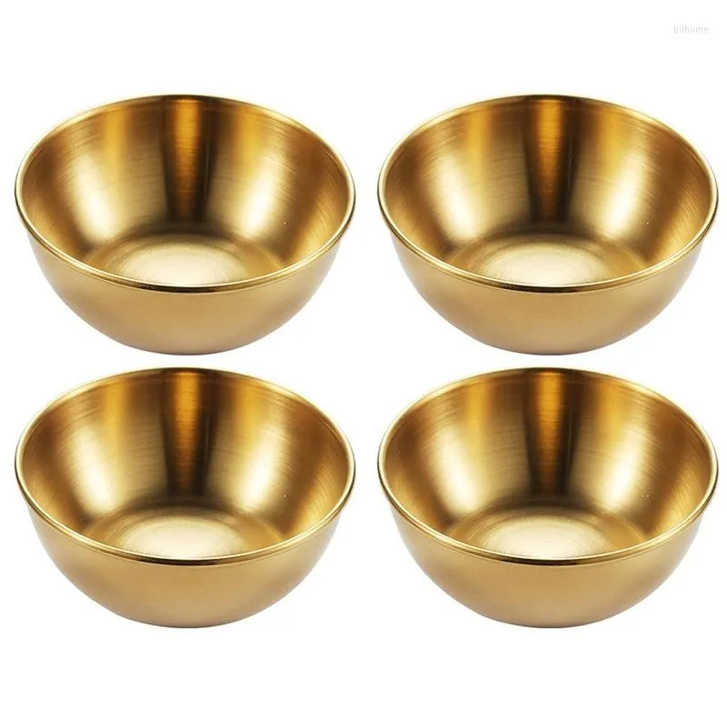 Tallrikar 4st 2st Rostfritt stål Gyllene sås rätter Förrin med att smeka serveringsuppsättningar Tray Spice Kitchen Tabeller