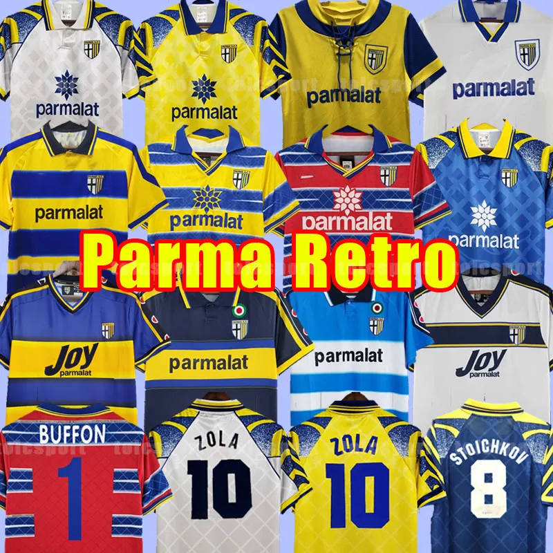 Parma Calcio Retro Palma 축구 유니폼 빈티지 풋볼 셔츠 키트 Stoichkov Buffon Veron 01 02 03 93 95 97 98 99 2001 2002 1998 1999 1997 1998 1998 1994