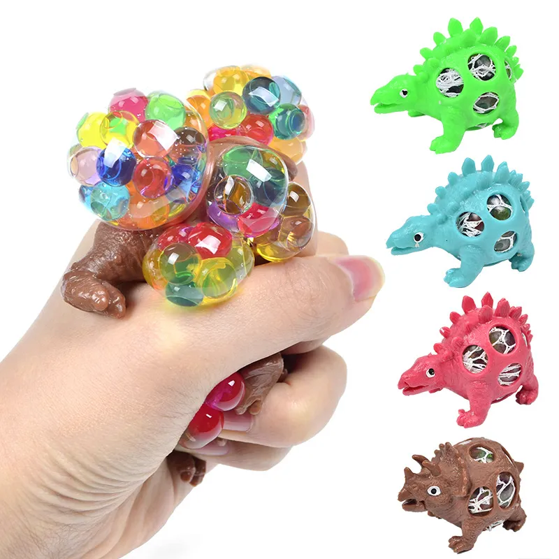 Squishy Dinosaur Fidget Игрушка красочные водяные бусины сетчатые швейцевые шарики против стресса вентиляционные шарики смешные игрушки снятие стресса