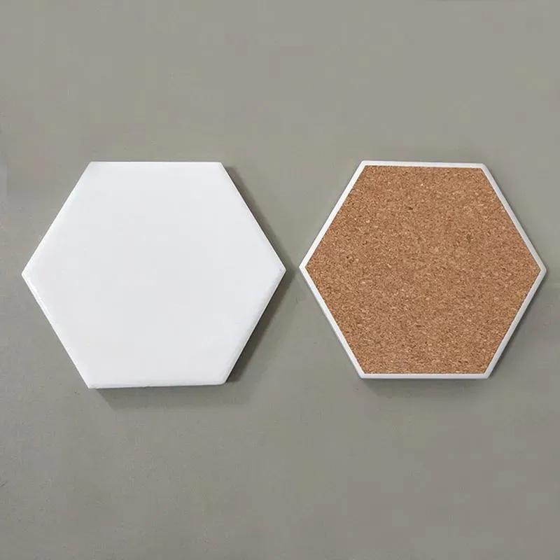 Creative Hexagon Ceramic Cork Coaster for Wooden Table Home Ceramics Decoration Cup Mat