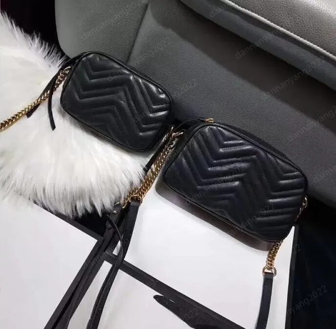 디자이너 Marmont Bag 패턴 가방 가방 가방 체인 핸드백 크로스 바디 지갑 레이디 가죽 클래식 스타일 토트 가방 24cm