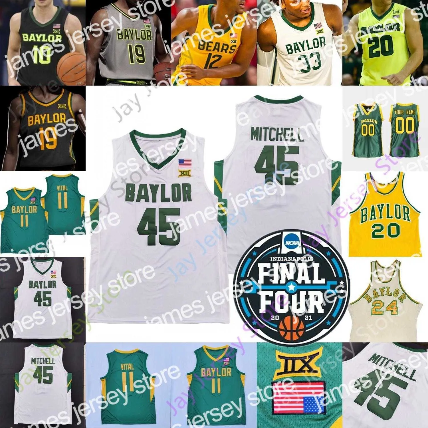 Maglie da basket 2021 Final Four Maglia da basket Baylor personalizzata NCAA College Jared Butler MaCio Teague Freddie Gillespie Devonte Bandoo Mark Vital Tristan C