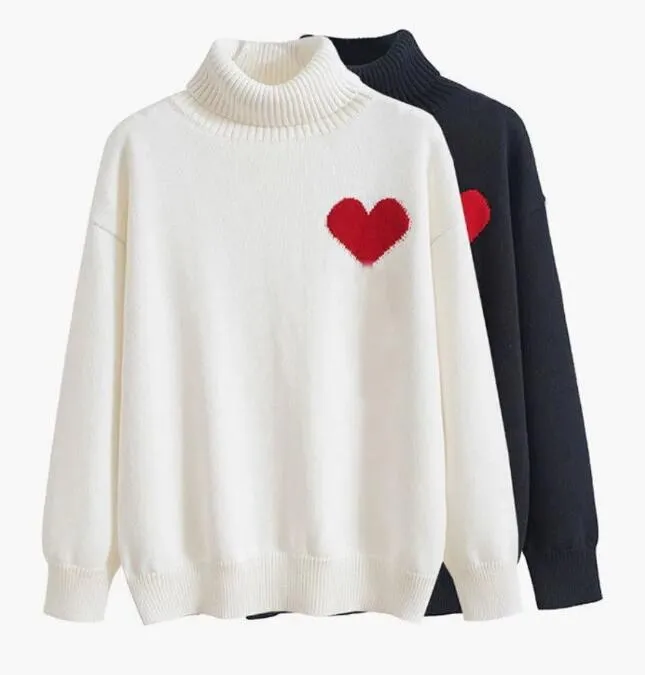 Designer Sweater Love Heart A Man Woman Lovers Cardigan Knit High Collar Womens Fashion Letter White Black Long Sleeve Clothes Pullover