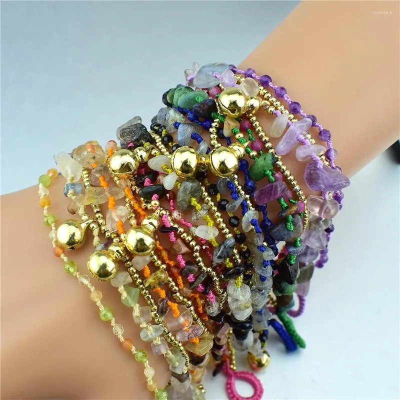 Связанные браслеты из сложенного ремня Брусные многоцветные ретро многослойные этнические украшения из бисера.