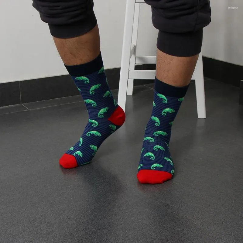 Men's Socks 1Pair Retro Cotton Mens Casual Elastic Skate Knee Autumn Winter Warmer Sock Funny Art Painting