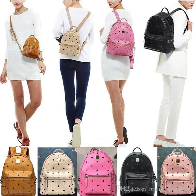 New Fashion Punk Rivet Backpack Computer Bags men's and women's School Bag back pack Whole Student Travel Backpack F215n
