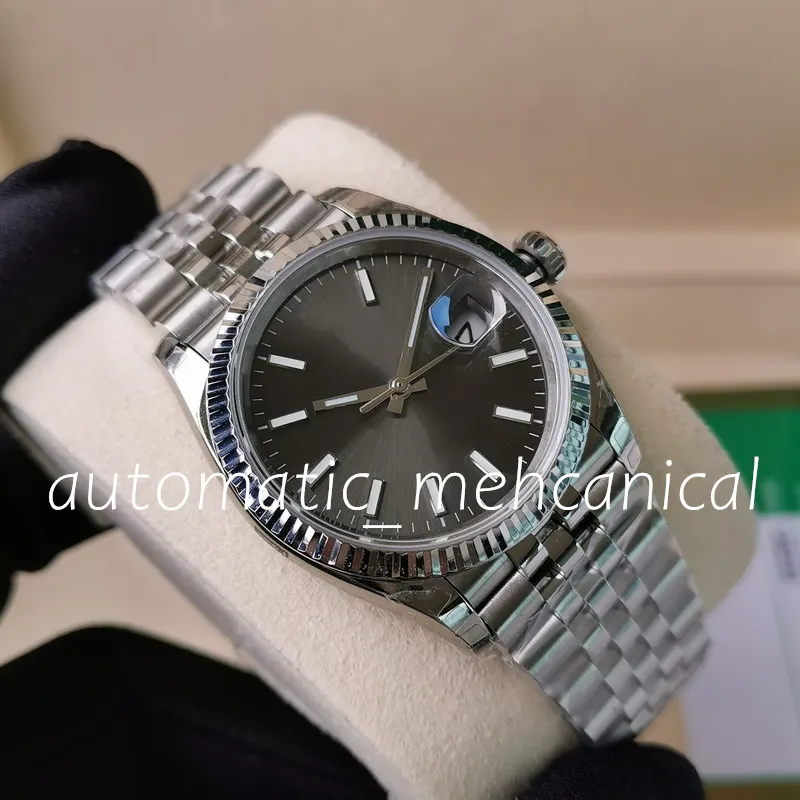 Erkekler Aydınlık 36mm Datejust Jubilee Strap Beyaz Mavi Saat Otomatik Mekanik Cal.3235 Hareket Gümüş Bilezik Safir EWF Ref.126234 Bilgi saati