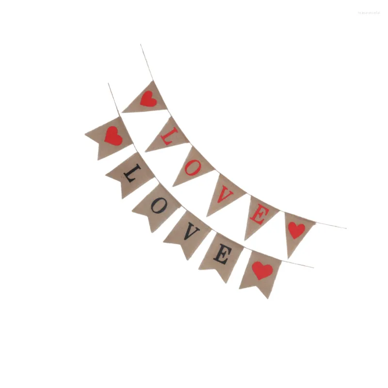 Décoration de fête 2pcs Love Heart Banner Triangle Chic Swallowtail Drapeau pour le mariage de la Saint-Valentin