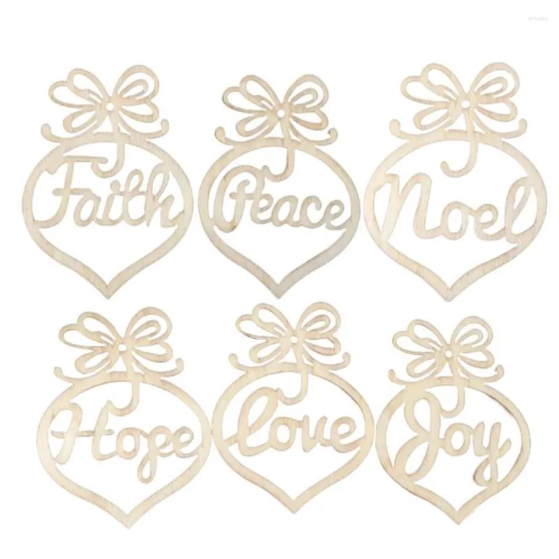 Christmas Decorations Tree Wooden Ornaments 6Pcs Hollow Letter Pendants Cute Door Hangings Decoration Heart Sha