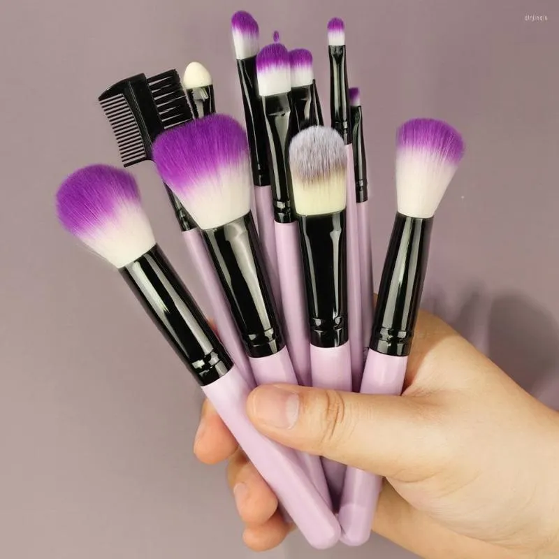 Pinceles De Maquillaje Púrpura 13 Unids Herramienta Cosméticos Kit De Pinceles En Polvo Sombra De Ojos Fundación Rubor Mezcla Belleza Pinceles De Maquillaje