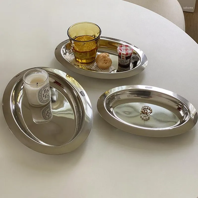 Пластины Cutelife Овальная нержавеющая сталь серебряная тарелка кухня завтрак для завтрака пирог ресторан свадебный завод для свадебной посуды