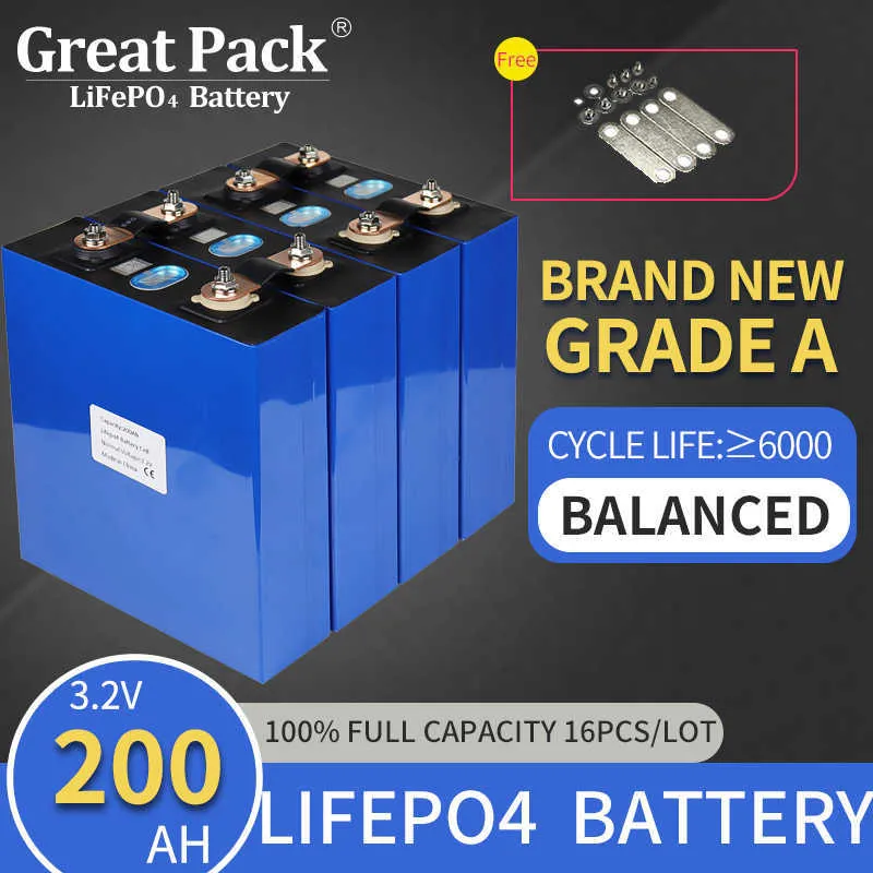 100 % volle Kapazität, 16 Stück, 3,2 V, 200 Ah, Deep-Cycle-Batteriezelle, LiFePO4, wiederaufladbar, brandneue Lithium-Ionen-Powerbank der Klasse A