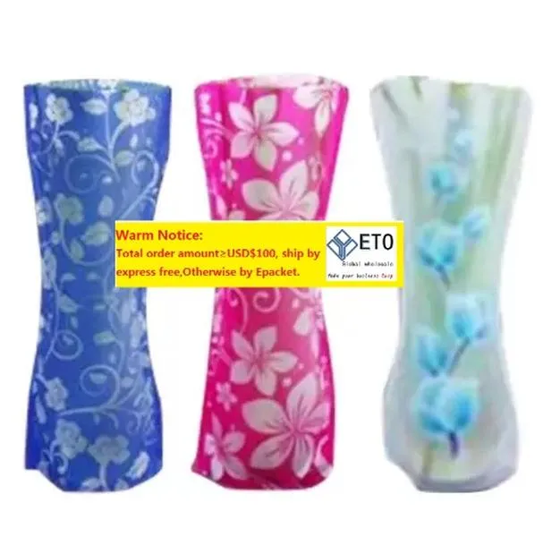Eco friendly Foldable Folding Flower PVC Durable Vase Home Wedding Party Easy to Store