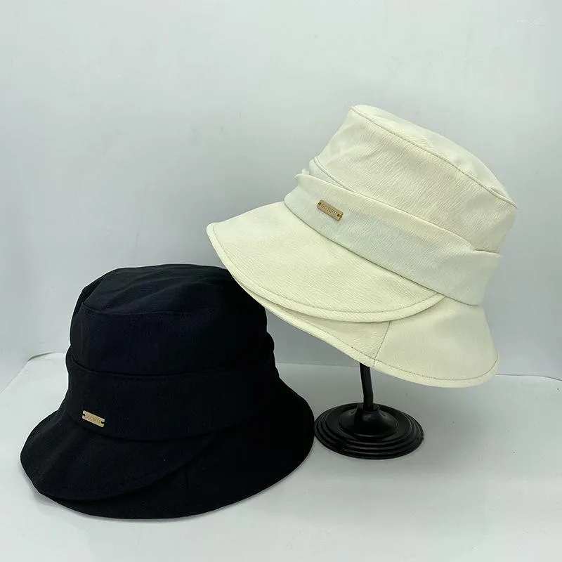 Berets Panama Soft Bucket Hat Ladies Streetwear Small Brim Thin Flat Sun Cap Casual Versatile UV Protection Outdoor Beach Chapeau