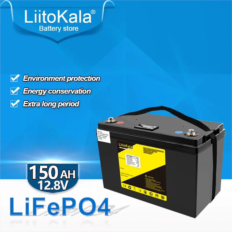 LiitoKala 12,8 V 150 Ah Lifepo4-Batteriepack mit 12 V 100 A BMS 12 V 150 Ah Batterie für Wohnmobil, Xenon-Licht, Solarenergiespeicher, Wechselrichter, Dynamo, Klasse A