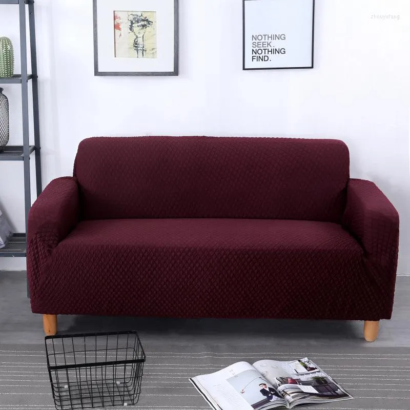 Stol täcker fast stil tjock stickad rutig all-inclusive stretch soffa täckkudde. Fullt antislipskydd.1-1,9 kg