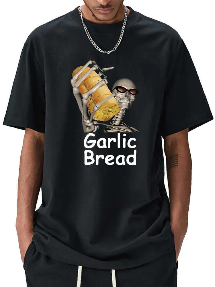 Men's T-Shirts Garlic Bread Men T Shirt Graphic Vintage Cotton When Ur Mom Com HOM N Maek Hte Unisex Summer Women Tshirts Loose Streetwear T230103