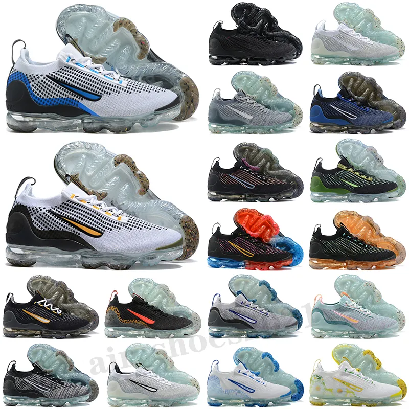 Air VaporMax 2020 2021 FK Preto Anthracite Mens Running Shoes Pure Platinum Obsidian Armory Azul Fumo Cinza Volt Partícula Líquida Lima Mulheres Sapatilhas Esportivas