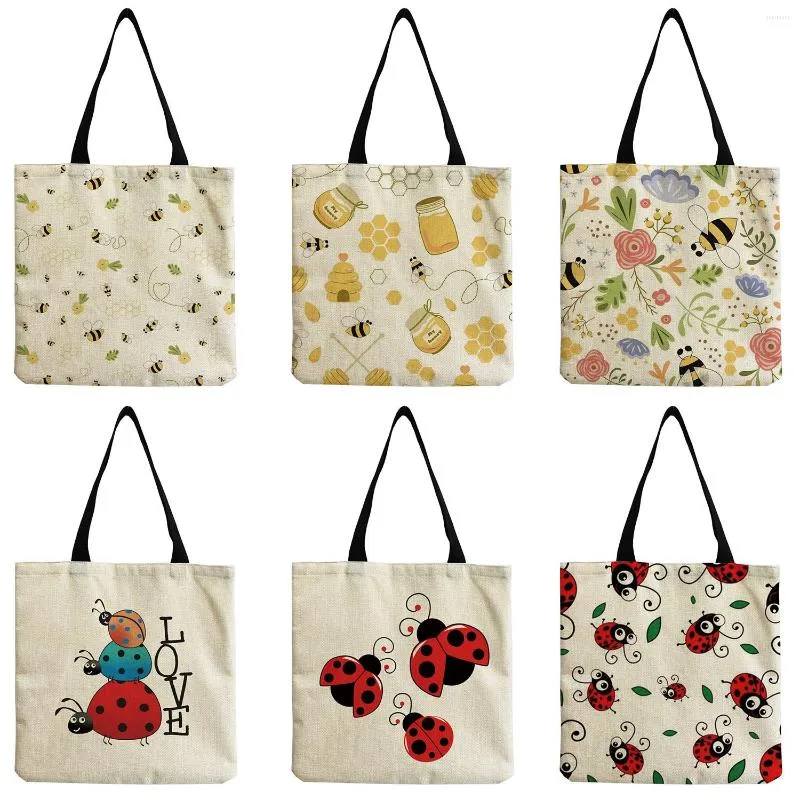 Borse da sera Cartoon Animal Bee Insetto Stampato Borsa a tracolla da donna Moda Eco Friendly Shopping Tote Borse portatili ad alta capacità per esterni