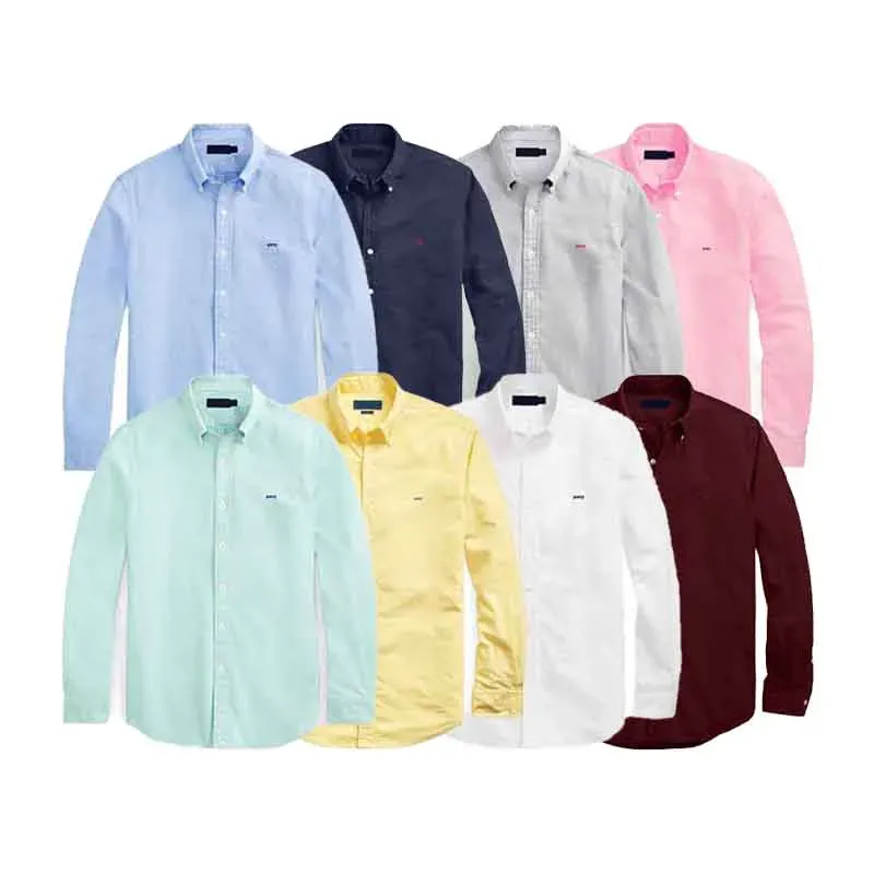 Camisas masculinas Ralph top blusa bordada de cavalo pequeno manga longa cor sólida slim fit pônei roupas casuais camisa de manga comprida normal cor múltipla lauren