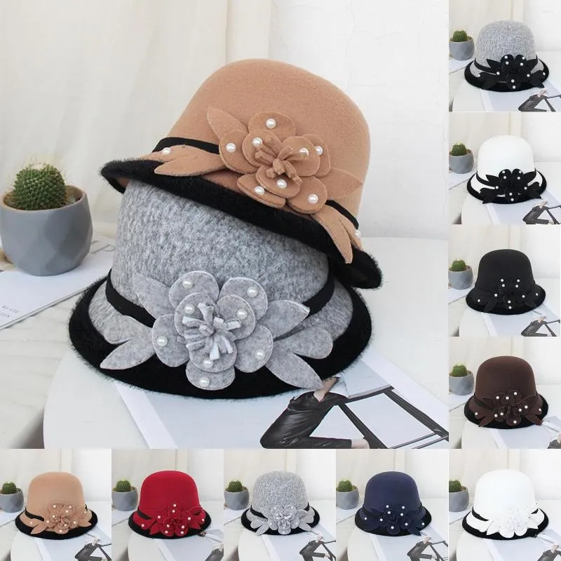 Berets Leopard Print Ladies Women'S Autumn And Winter Flowers Round Top Casual Fisherman'S Basin Cap Small Bowler Hat Hats Trendy