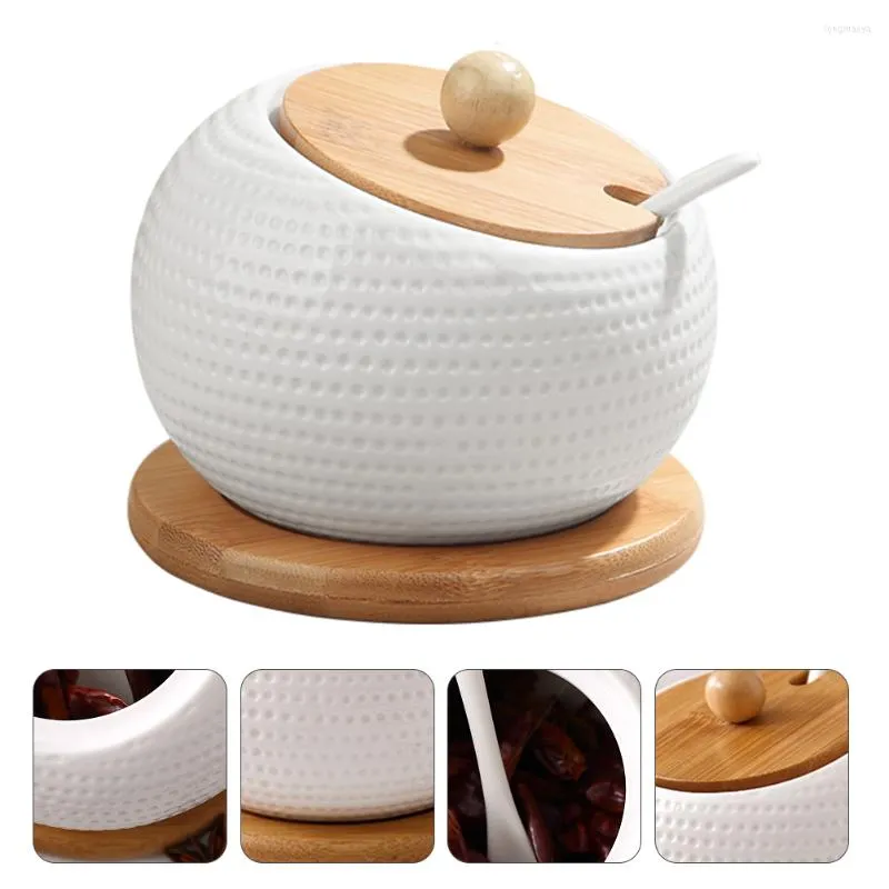 Garrafas de armazenamento Jarros de cerâmica Cerâmica lata de contêiner Pote de condimento Temoninglid Jar Sugar Mason Cruet Pottericanisters