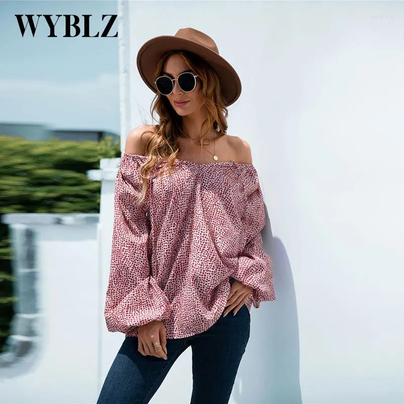 Women's T Shirts WYBLZ European And American Sexy Off Shoulder Top Loose Casual Blouse Shirt Women Lantern Sleeve Elegant T-shirt For