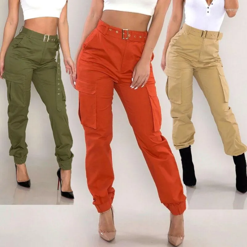 Pantaloni da donna autunno femminile pantaloni cargo di carico casual in vita alta combattimento militare jeans cool