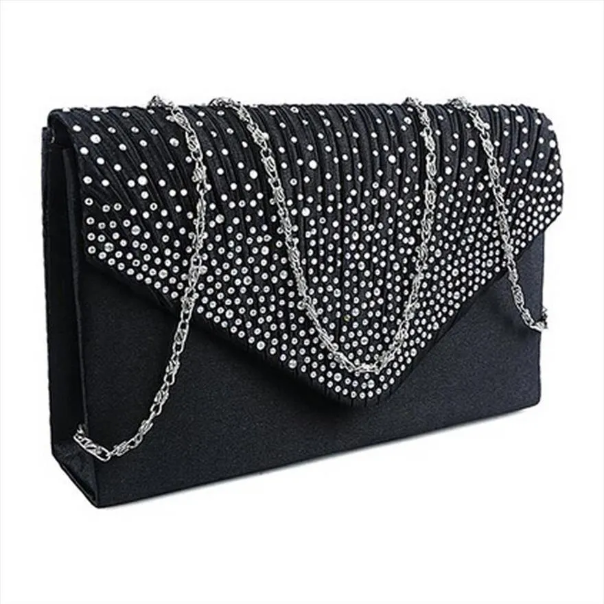 Umhängetasche für Damen, groß, für den Abend, Satin, Diamante, Clutch, Party-Umschlag, Canta Mochilas275h