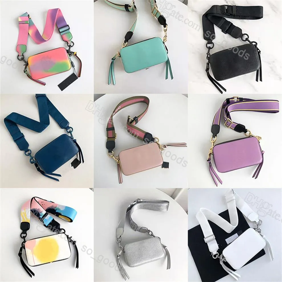 Designer snaps Multicolor Shoulder Bags Camera Women Fashion Tie Dye Luxury Leather Crossbody Glitter Strap Purse Grey Bag With301a