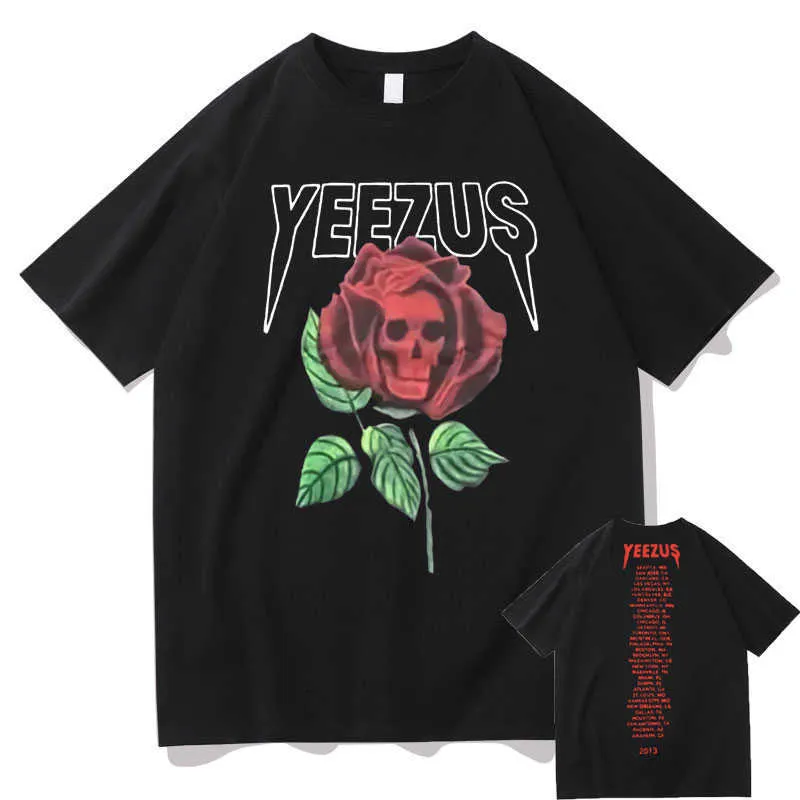 T-shirt da uomo God Wants You Streetwear Skull Rose Flower Reaper Graphic Tshirt Uomo Donna Hip Hop T-shirt nera T-shirt in cotone da uomo T230103