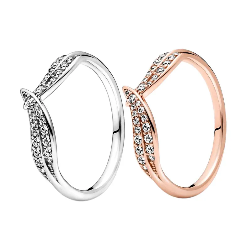 Bague Feuilles Pétillantes avec Boîte Originale pour Pandora Authentique Bijoux de Fête de Mariage en Argent Sterling pour Femmes Filles Or Rose Petite Amie Cadeau Anneaux Ensemble