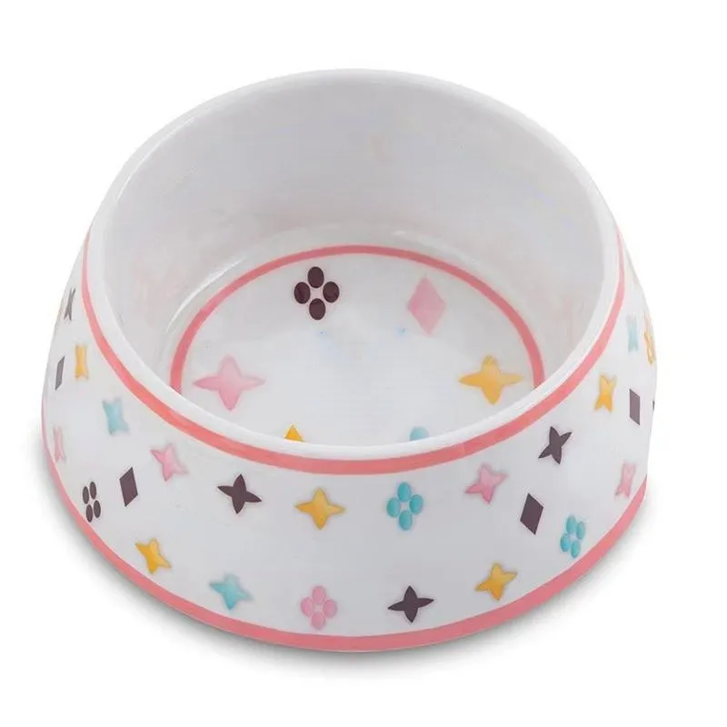 Fashion Dog Bowls och Placemats Set Food Grade icke-skid BPA-fritt chipsäkra spetsbeständiga diskmaskin Safe Malamine Bowls med roliga varumärkesparodi Designs 2 Bowl 23 Oz