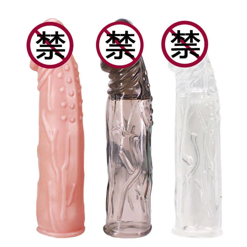 Extensiones Suministros para adultos Cubierta de diente de lobo divertido para hombres Anillo de pene grande de cristal engrosado extendido Pareja sexual C25K