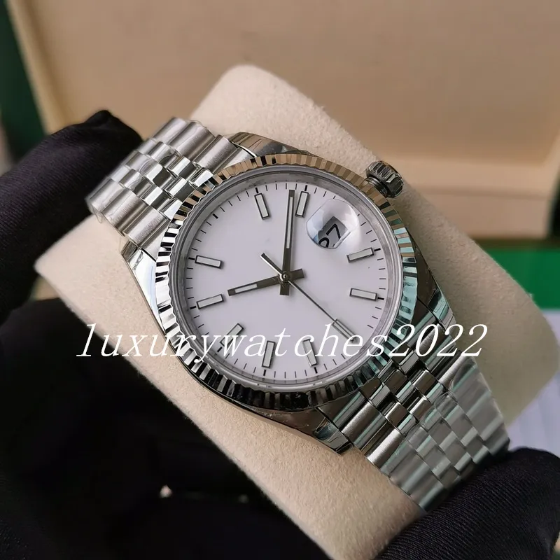 Luminous 36 mm zegarki męski pasek jubileuszowy biały niebieski zegarek Mężczyzn EWF automatyczny cal.3235 Bransoletka Wimbledon Sapphire Mechaniczna Rhodium Silver Ref.126234