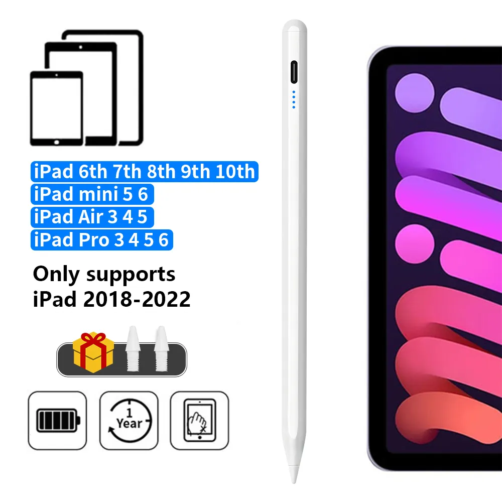 Penna Stilo Ricaricabile Universale Per IPad 9ª, 8ª, 7ª, Mini 4/5/6, Air E Pro – AICase Bianca