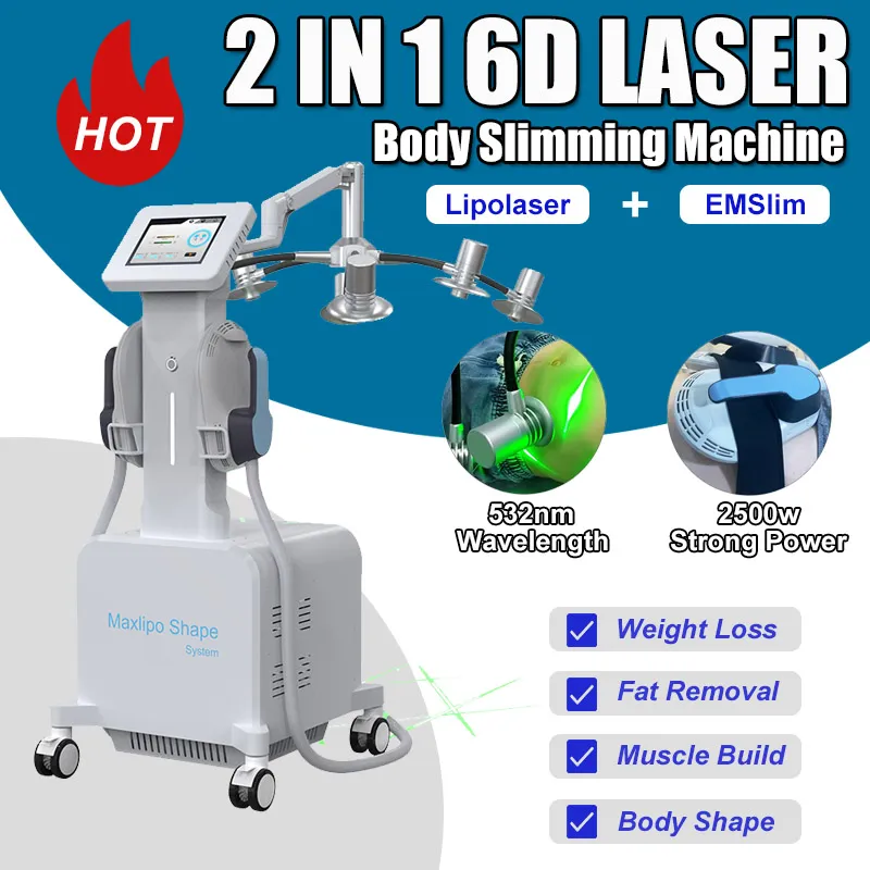 Professionell Emslim Machine Body Slimmer Muscle Building Hiemt 6D Lipo Laser Vikt Borttagning Fettförlust Anti Celluliter Skin Dra åt Hemanvändning Salongenhet