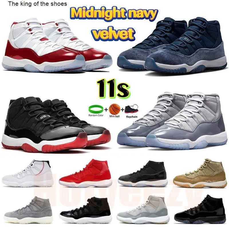 Cherry Basketball Sneakers Midnight Navy Velvet, Bred Cool Grey, Mens & Womens, 11S, 11s, Space