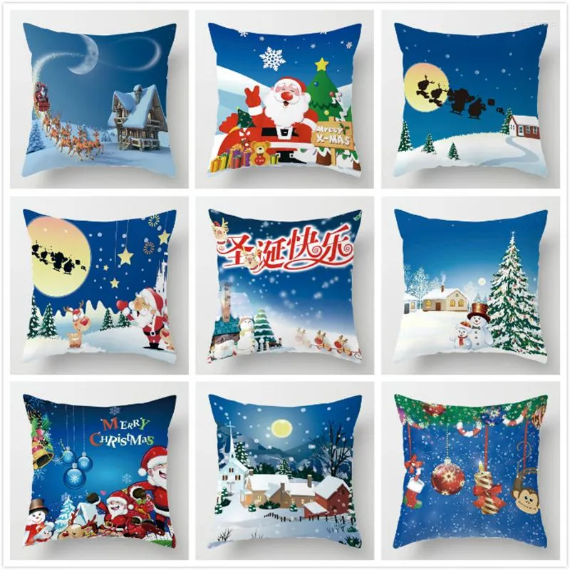 Federa per cuscino con stampa pupazzo di neve natalizia per letto Decorazione per la casa Federa Decora Federa per cuscino 45 45cm Cojines